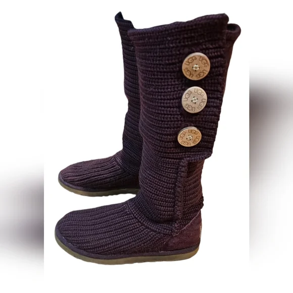 UGG - 5819 Classic Cardy Burgundy Knit Boots Comfort Y2K​ - Picture 7 of 8